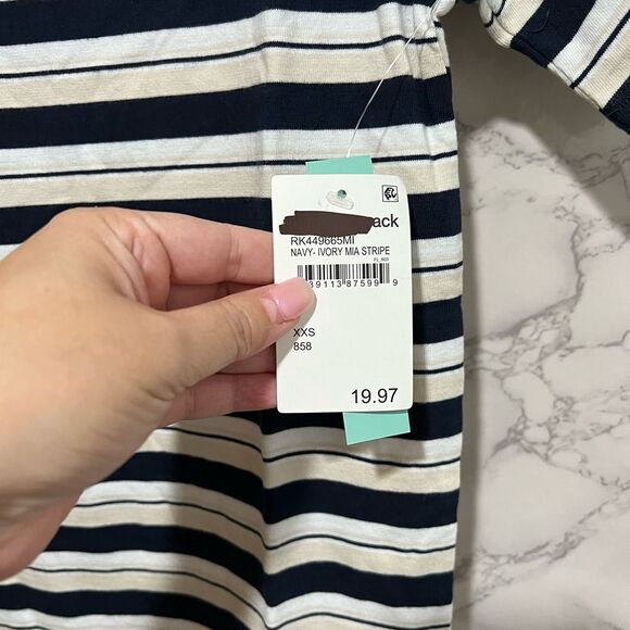 Abound Hooded Mia Striped Mini Dress Navy Blue - Picture 4 of 6